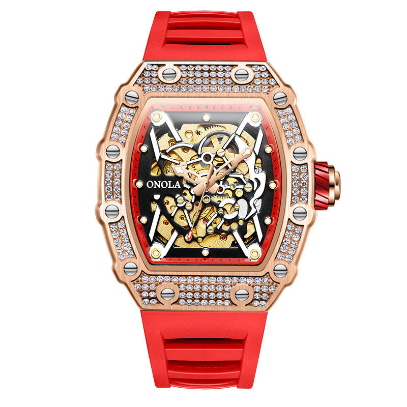 Men's Full Diamond Automatic Watch Silicone Band Mechanical Watches