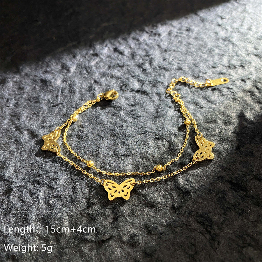 Simple Golden Clover Roman Digital Titanium Bracelets