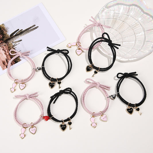 Cute Cartoon Cat Heart-shaped Suction Pair Smaller Bracelets