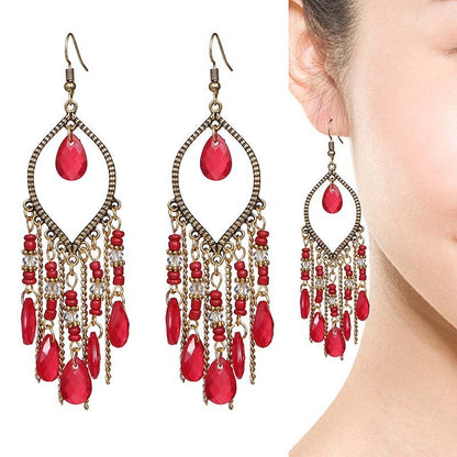 Handmade Water Drop Bead Bohemian Eardrops Earrings