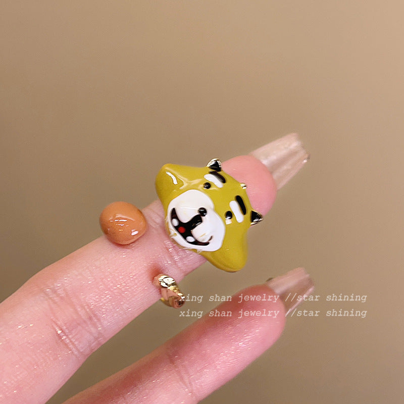 Cute Panda Female Niche Personality Puppy Index Rings