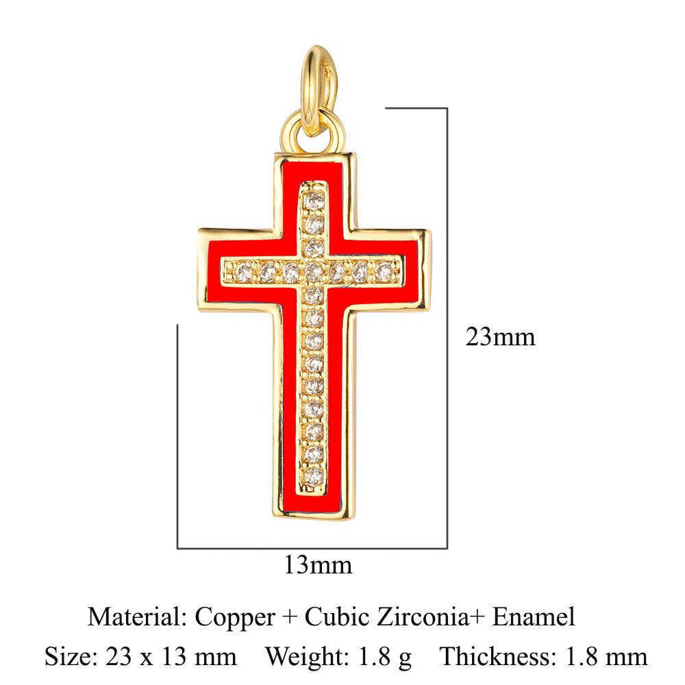 Virgin Angel Copper Zircon Cross Ornament Pendants