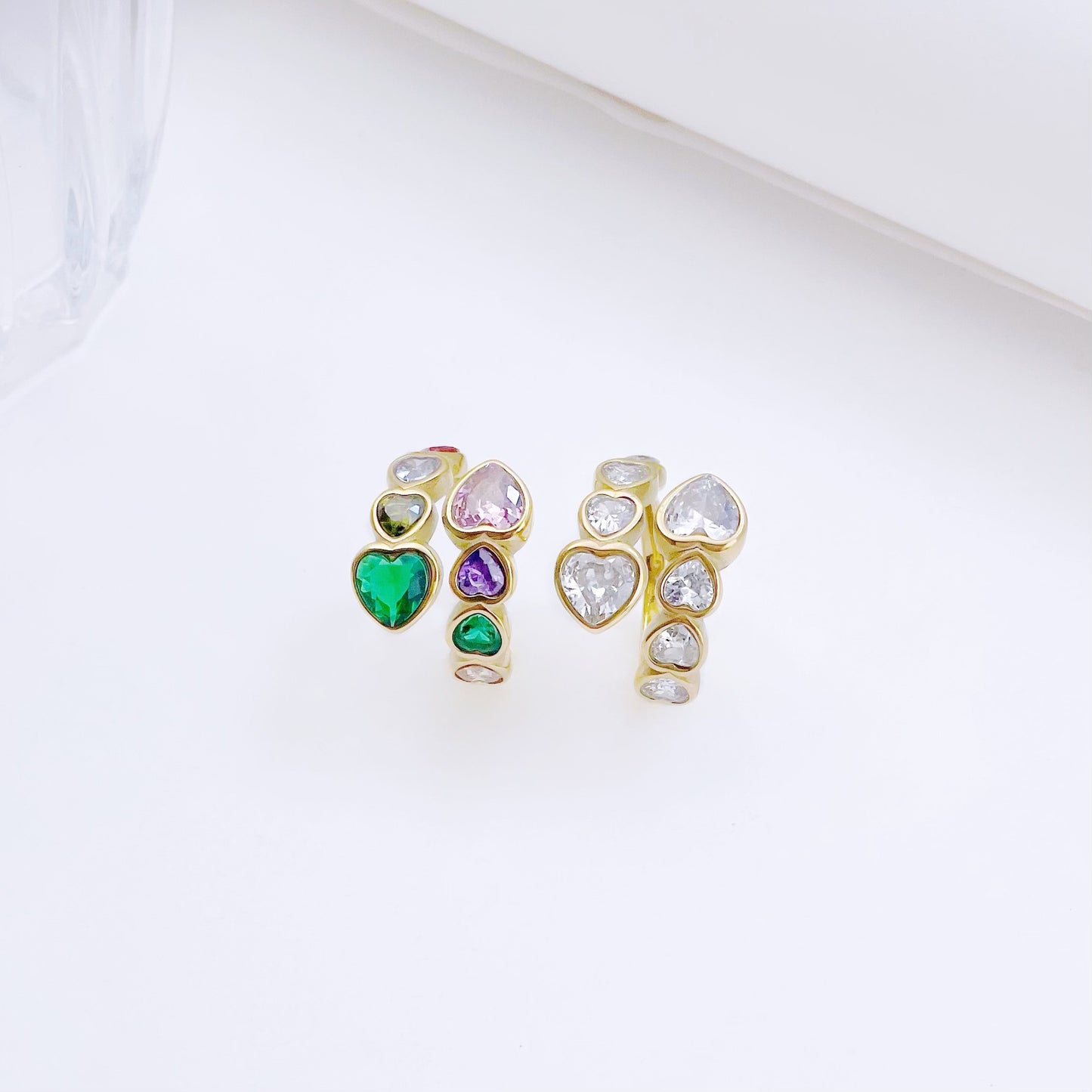 Design Peach Heart Zircon For Titanium Steel No Fading Rings