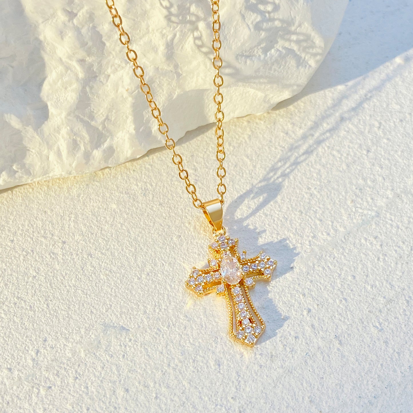 Micro Inlaid Zircon Cross Creative Personality Virgin Female Necklaces