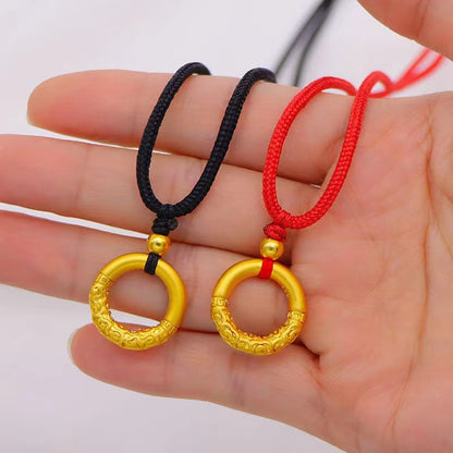 Frosted Vietnamese Handmade Red Rope Peace Buckle Pendants