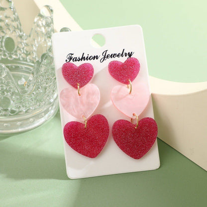 Color Matching Valentine's Day Acrylic Love Heart Earrings