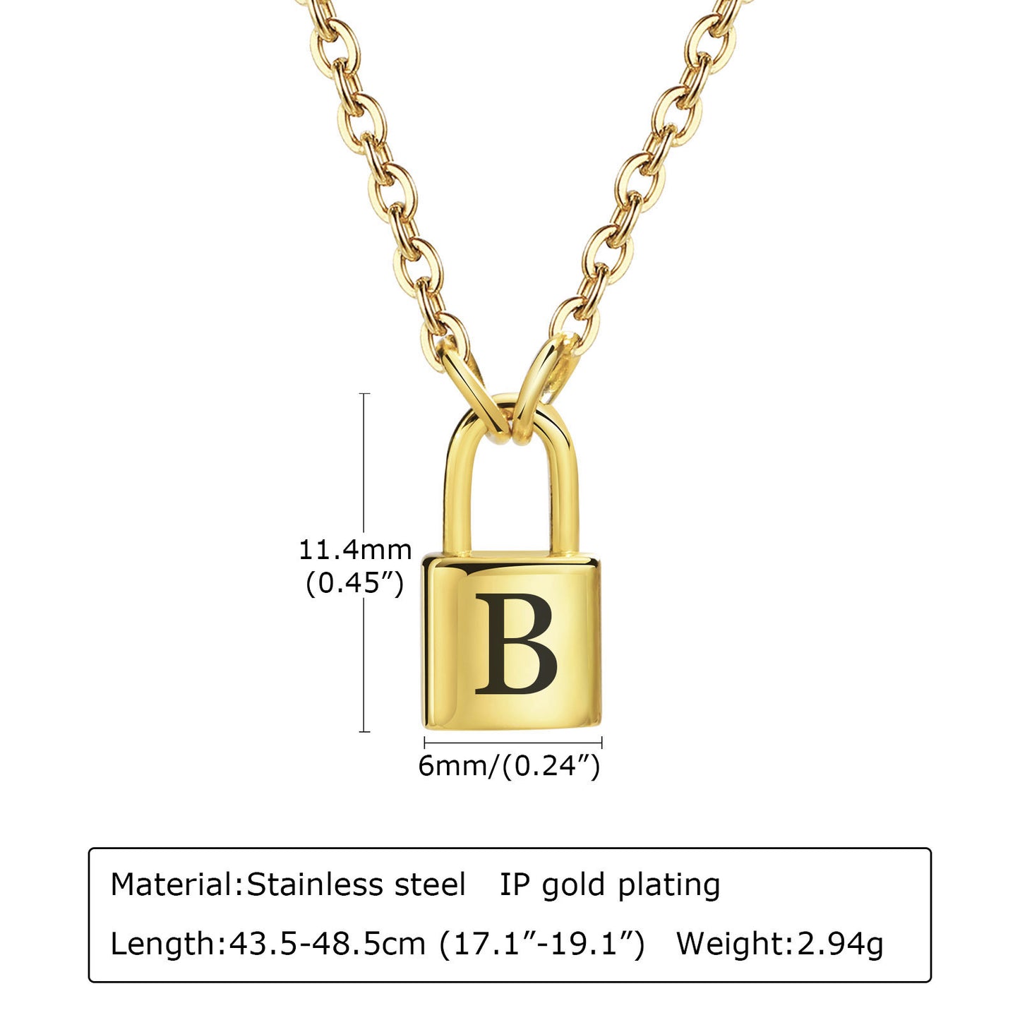 Letter Stainless Steel Lock Head Fashion Necklaces