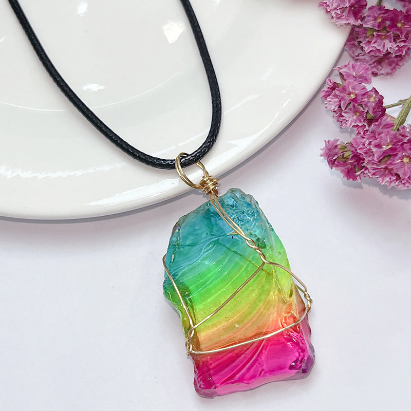 Rough Stone Handmade Irregular Color Crystal Pendants