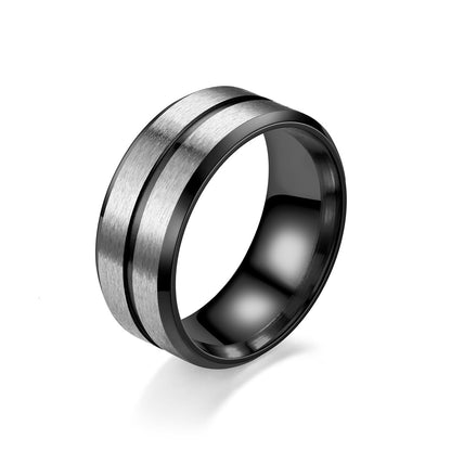 Men's Couple Simple Stainless Steel Fashion Sier Black Rings