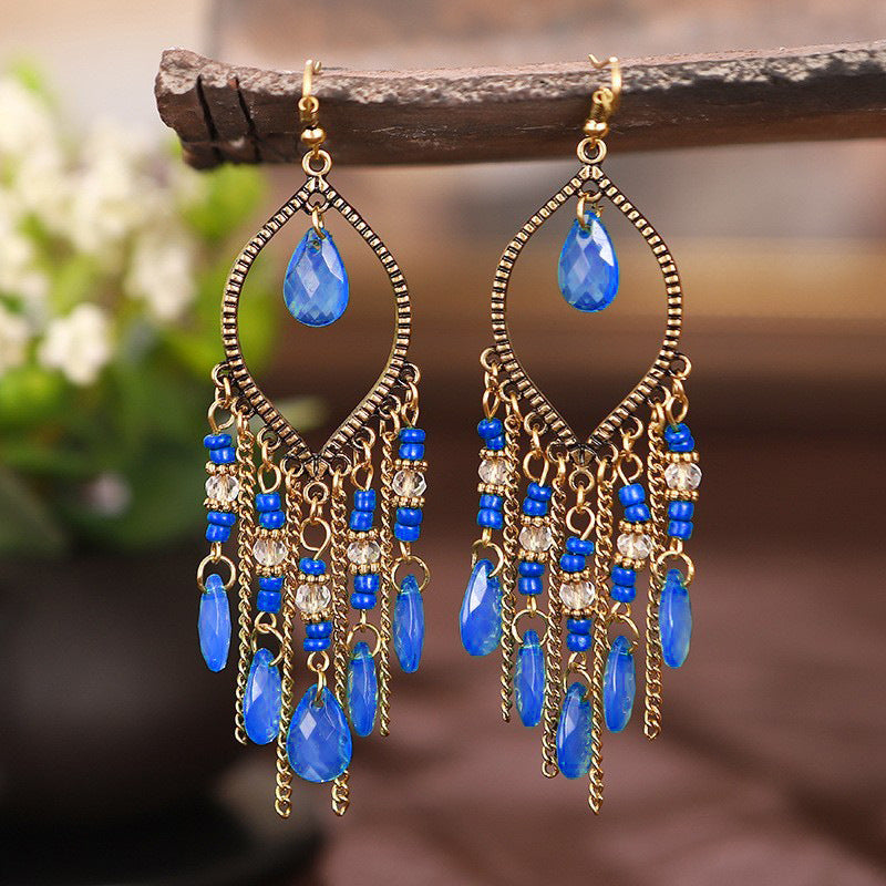 Handmade Water Drop Bead Bohemian Eardrops Earrings