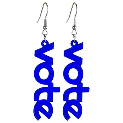 Wooden Fans Red White Blue Acrylic Vote Earrings