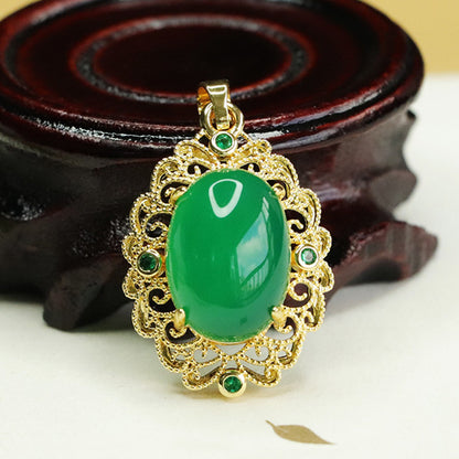 Women's Agate Yellow Green Chalcedony Palace Style Pendants