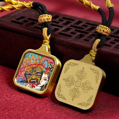 Women's & Men's Statue Of The Buddha Carry-on Yellow Wealth Bodhisattva Pendants