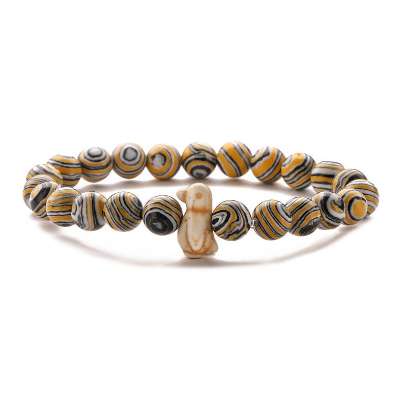 Animal Tiger Eye Elastic Weathered Granite Agate Bracelets