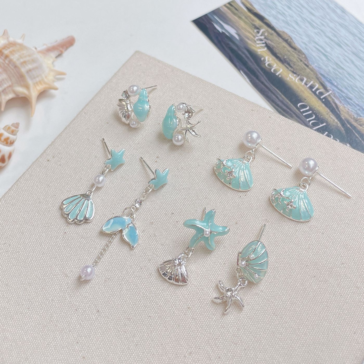 Women's Ocean Cold Shell Sier Needle Simple Earrings