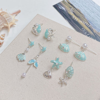 Women's Ocean Cold Shell Sier Needle Simple Earrings