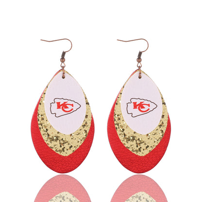 Sports Style Rugby Brown Leopard Print Earrings