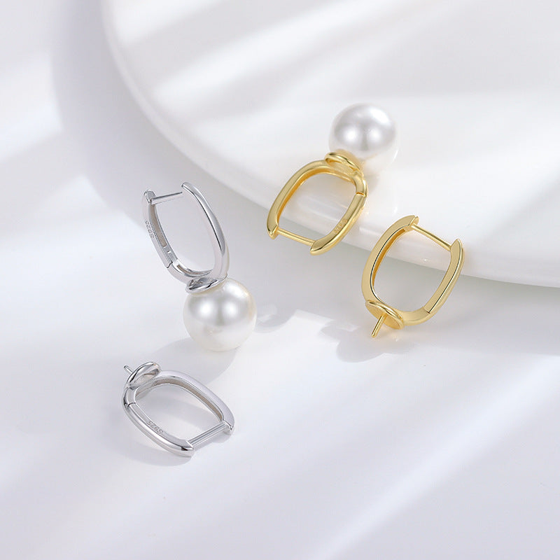 Women's Pearl Eardrop Frame Fashion Beautiful Square Rings