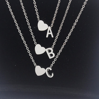 Love Heart English Letter Peach Combination Necklaces