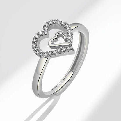 Women's Heart Shape With Diamond Heart-to-heart Wedding Rings