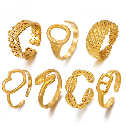 Women's Heart-shaped Open Vintage Popular Geometric Adjustable Rings