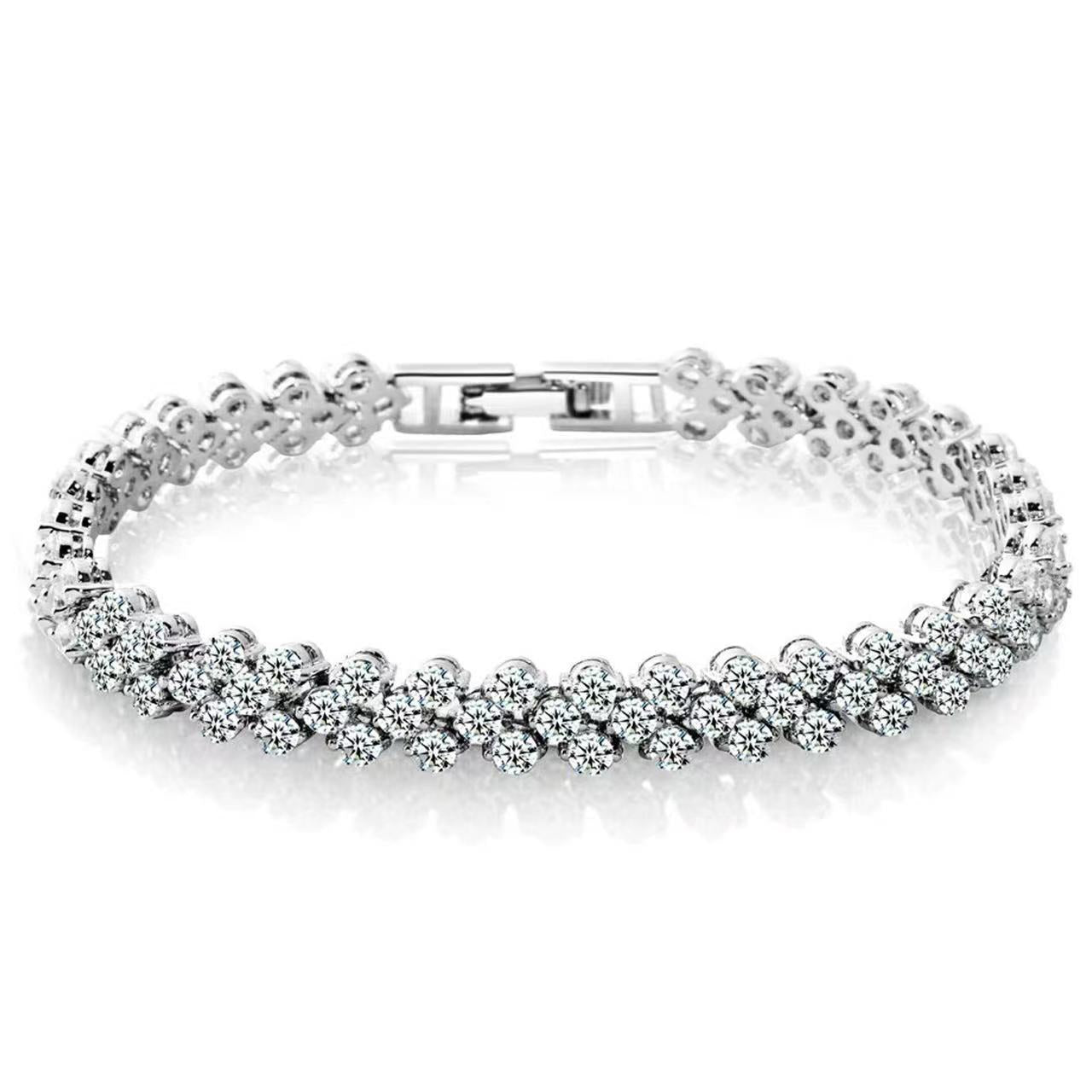 Roman Crystal Natural Zircon Full Diamond Bracelets