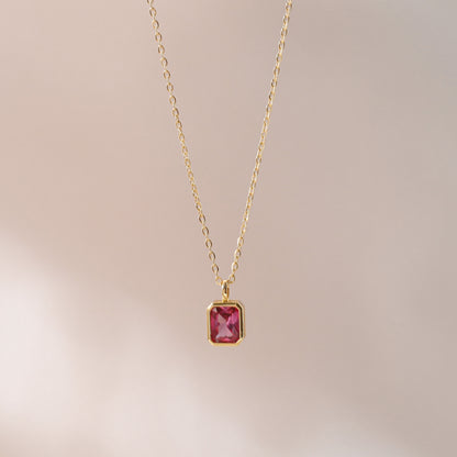 Moon Birthstone Birthstones Square Water Drop Copper Plating Necklaces