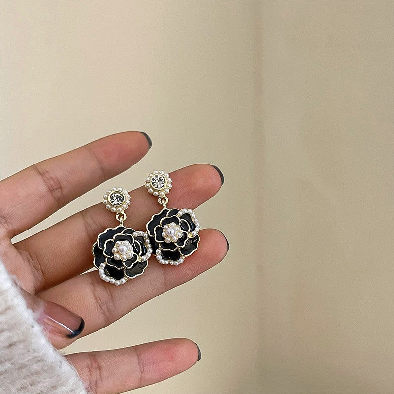 Needle Black Crystal Geometric Ear Minority Fashion Temperament Entry Earrings