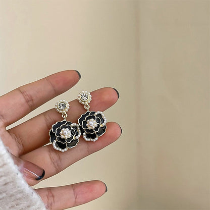 Needle Black Crystal Geometric Ear Minority Fashion Temperament Entry Earrings