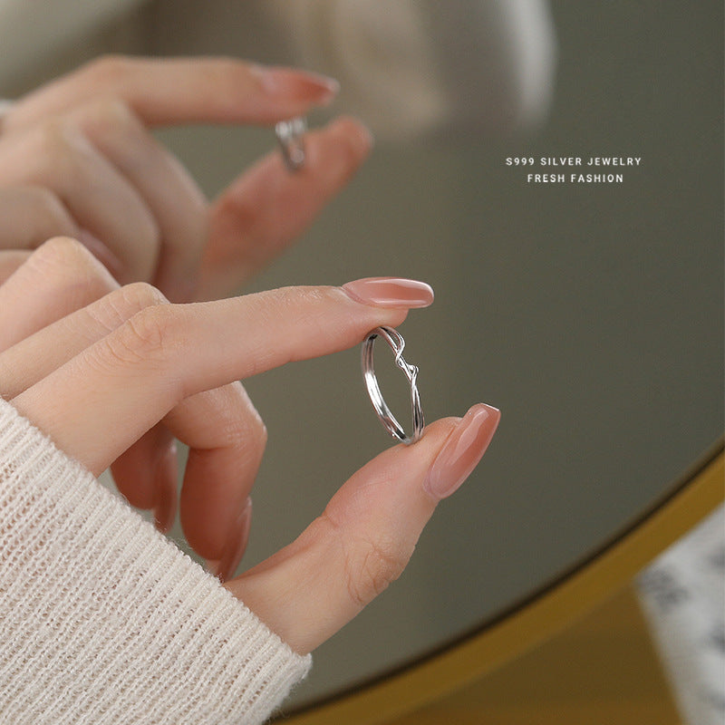 Winding Line Female Sterling Sier Simple Versatile Korean Rings