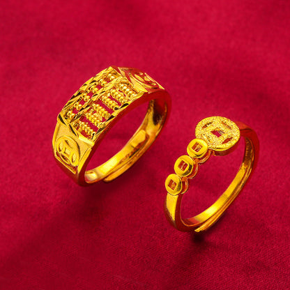 Men's Jewelry Gold Plated Opening Money Abacus Vietnam Placer Rings