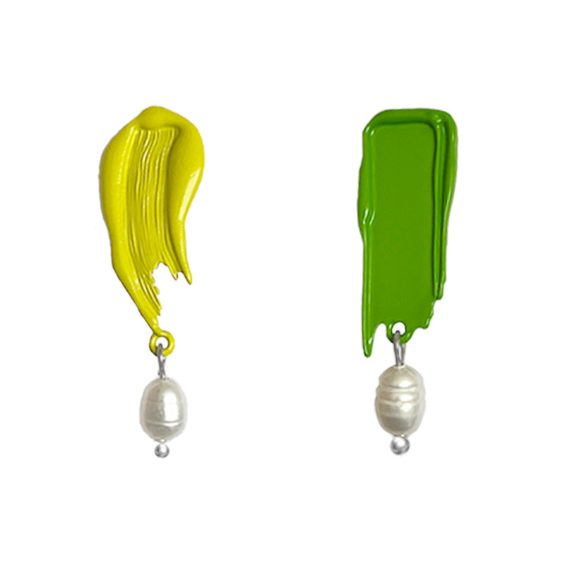 Spring Dopamine Style Oil Painting Brush Earrings