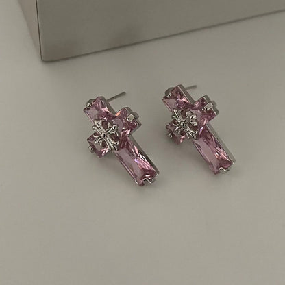 Double-sided Light Luxury Temperament Cross High-grade Earrings