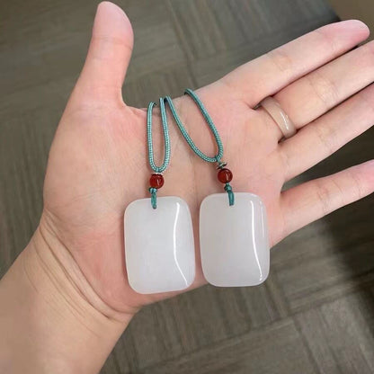 Women's & Men's Glossy White Jade Pure Colored Glaze Pendants