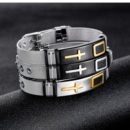 Men's Accessories Titanium Steel Mesh Wrist Cross Bracelets