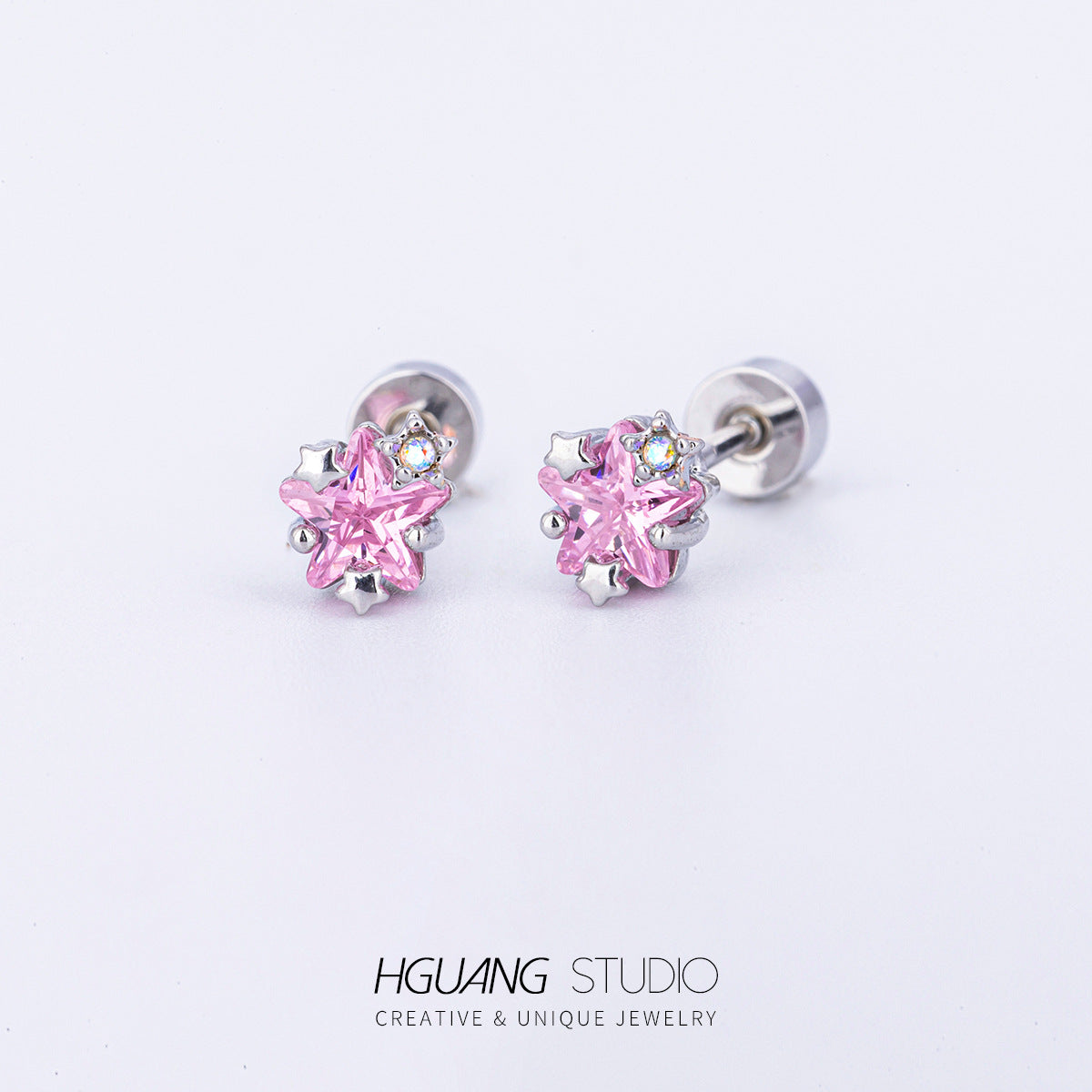 Titanium Steel Gold Girly Style Pink Earrings