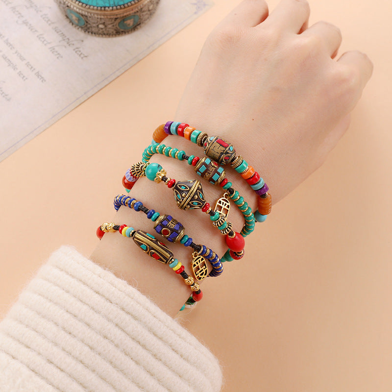 Women's Tibetan Nepal Beaded Vintage Exotic Ethnic Style Design Chinese Bracelets