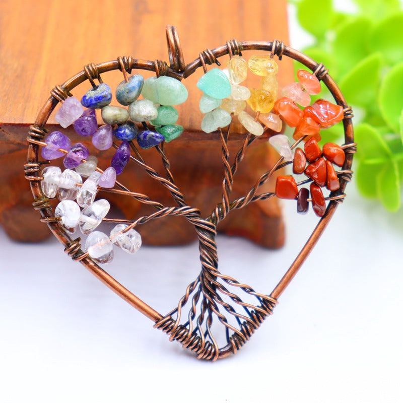 Natural Crystal Gravel Winding Colorful Tree Of Pendants