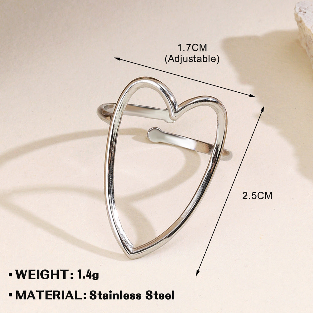 Women's Fashionable Elegant Stainless Steel Love Heart-shaped Rings