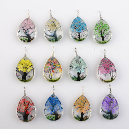 Small Tree Dried Flower Real Lace Necklaces