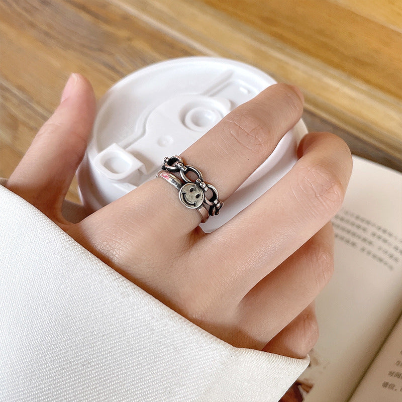 Niche Smiley Face Ornament Minimalist Design Rings