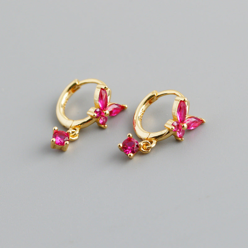 Diamond Sier Ear Clip Gold Personality Earrings