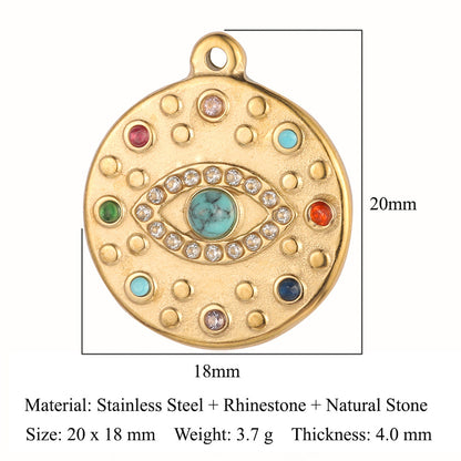 Eyes Bohemian Natural Stone Titanium Steel Pendants