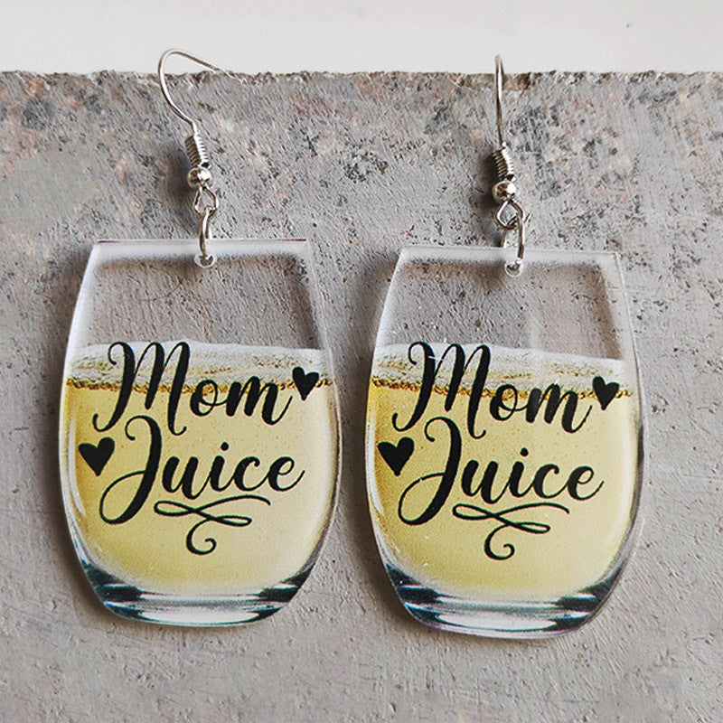 Women's Wine Glass Letter Bee Whiskey Beer Earrings