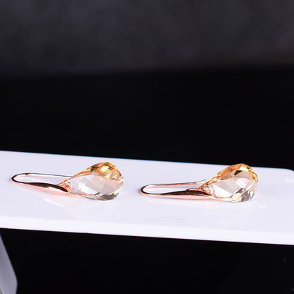 Simple Elegant Rose Gold Artificial Crystal Earrings