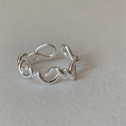 Korean Style Simple Sterling Sier Twisted Rings