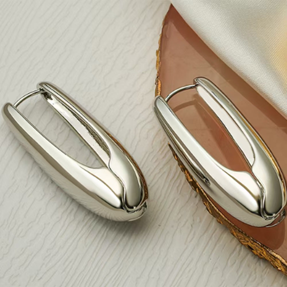 Glossy Oval Water Drop Ear Clip Earrings