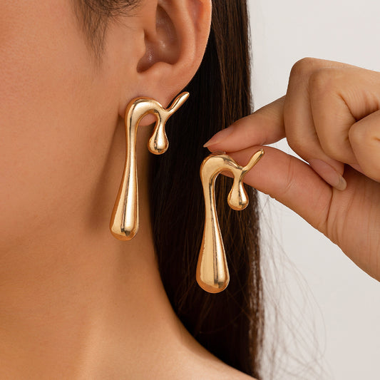 Women's Irregular With Personality Water-drop Eardrops Fan-shaped Earrings