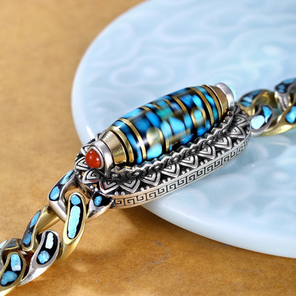 Turquoise Mantra Bead Sterling Sier Male Personality Female Bracelets