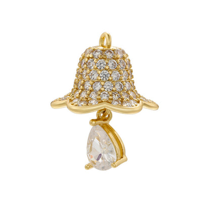 Gold Bow Jingling Bell Star Pearl Pendants